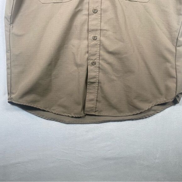 Propper Khaki Safari Style Short Sleeve Shirt Ripstop Fabric Size Large - Picture 6 of 10